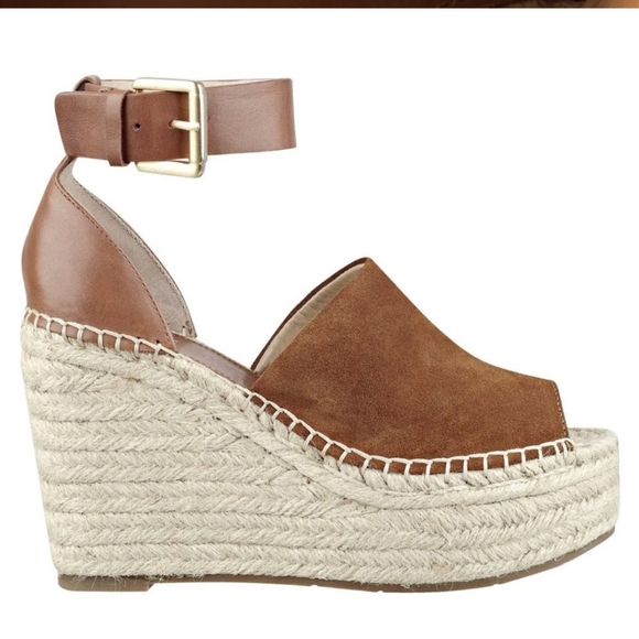Marc Fisher ‘Adalyn' Espadrille Wedge Sandal Excellent Condition Camel Brown - Picture 3 of 11